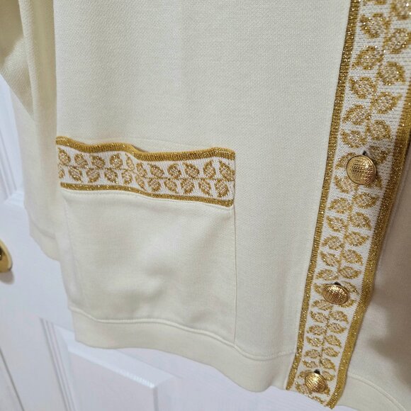 Cathy Daniels Cream Cardigan With Gold Trim Detail Size M - Picture 7 of 7